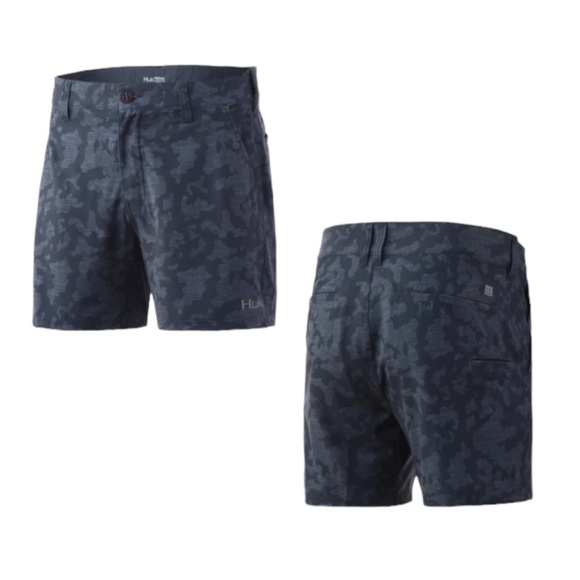 HUK Performance Pursuit Running Lakes Gray Camo Fishing 6" Shorts Men's Size XXL - Picture 1 of 12